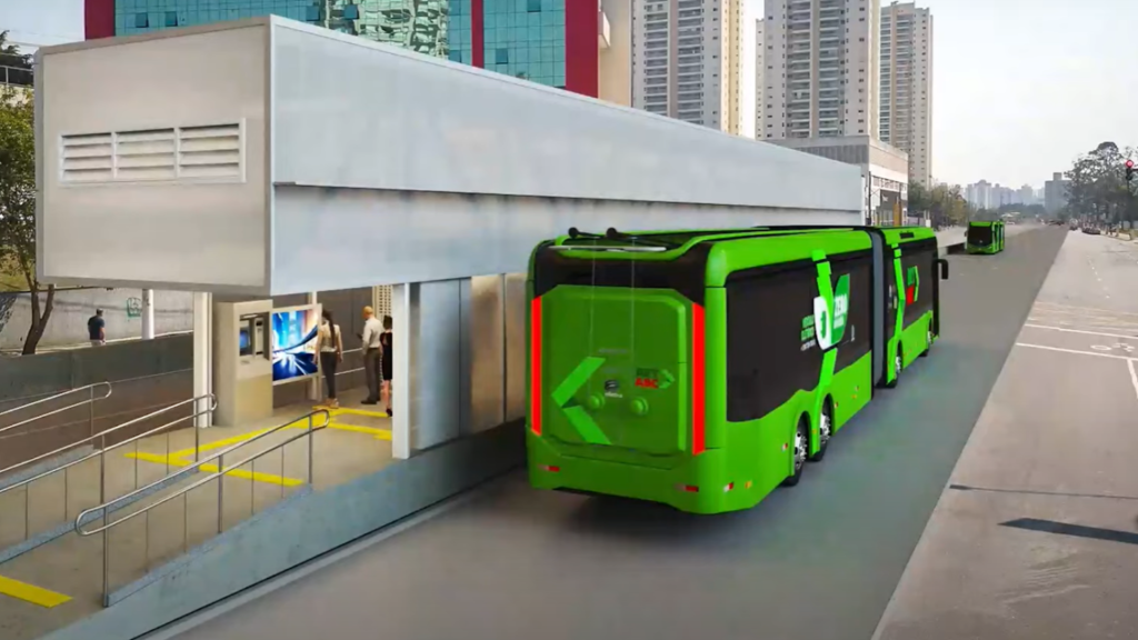 "Governador em exercício Felício Ramuth visita as obras do BRT-ABC em São Bernardo do Campo, destacando a moderna estação Metrópole e os avanços na construção do sistema de transporte rápido que conectará o Grande ABC à capital paulista."