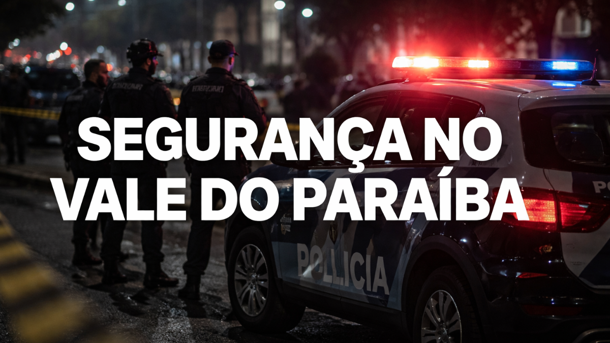 Segurança pública no Vale do Paraíba com presença policial e viatura em patrulhamento noturno