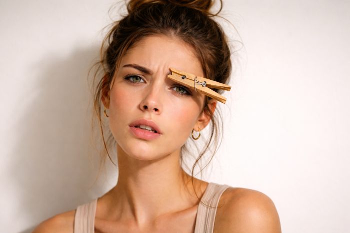 Pregador na sobrancelha alivia enxaqueca